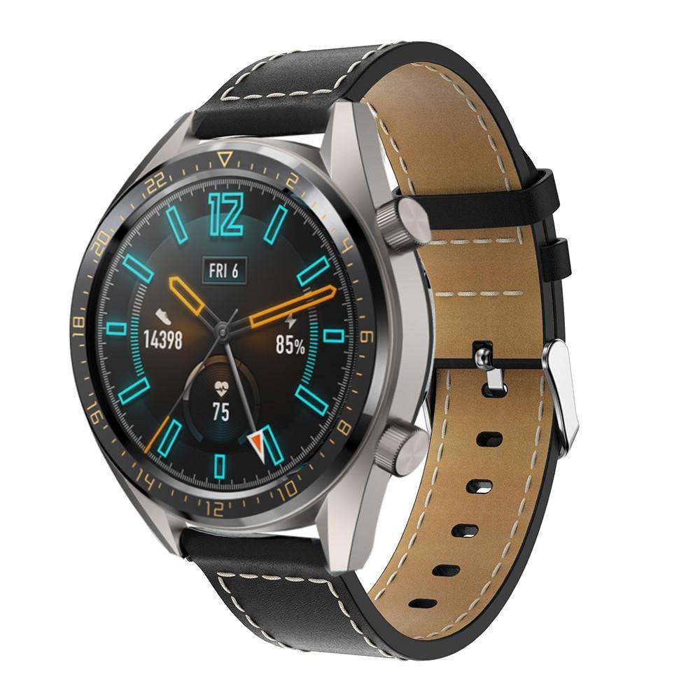 Læderrem Huawei Watch GT/GT 2 46mm/GT 2e sort