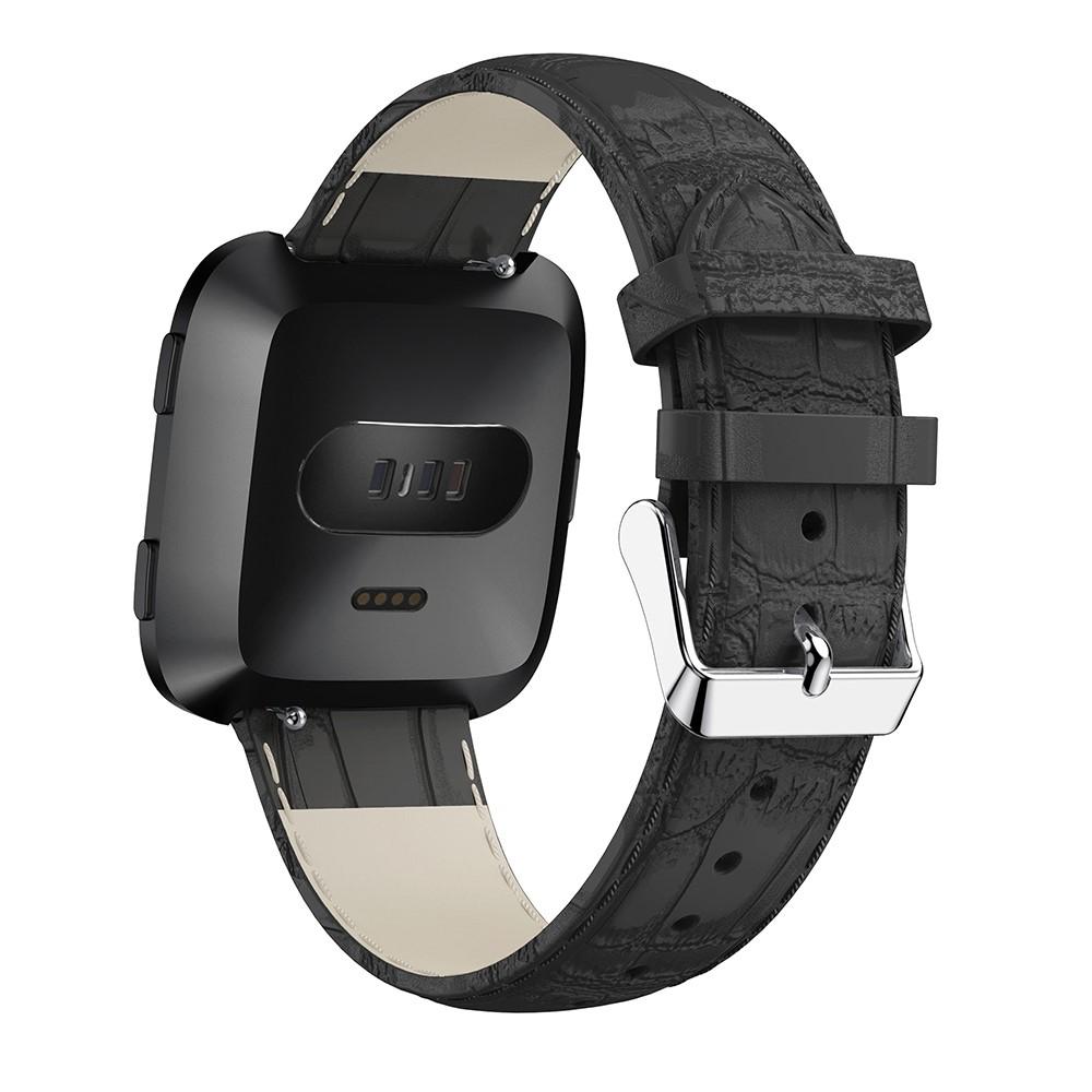 Læderrem Krokodil Fitbit Versa/Versa 2 sort