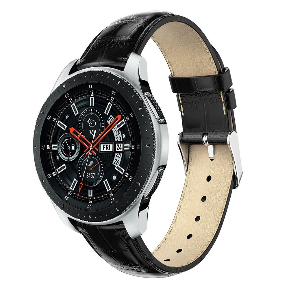 Læderrem Krokodil Galaxy Watch 46mm sort