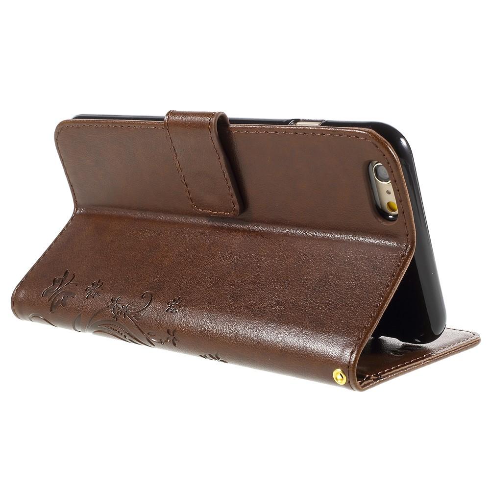 Læderetui Sommerfugle iPhone 6/6S Brun