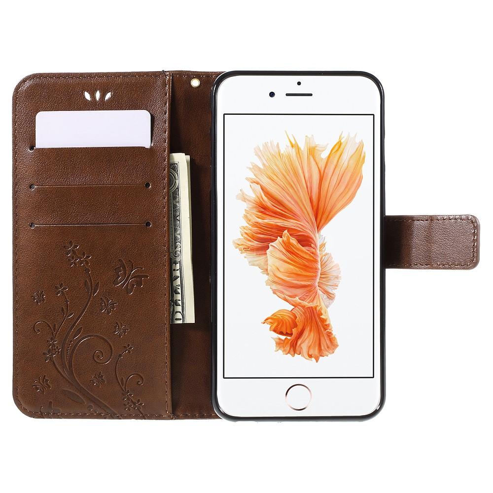 Læderetui Sommerfugle iPhone 6/6S Brun