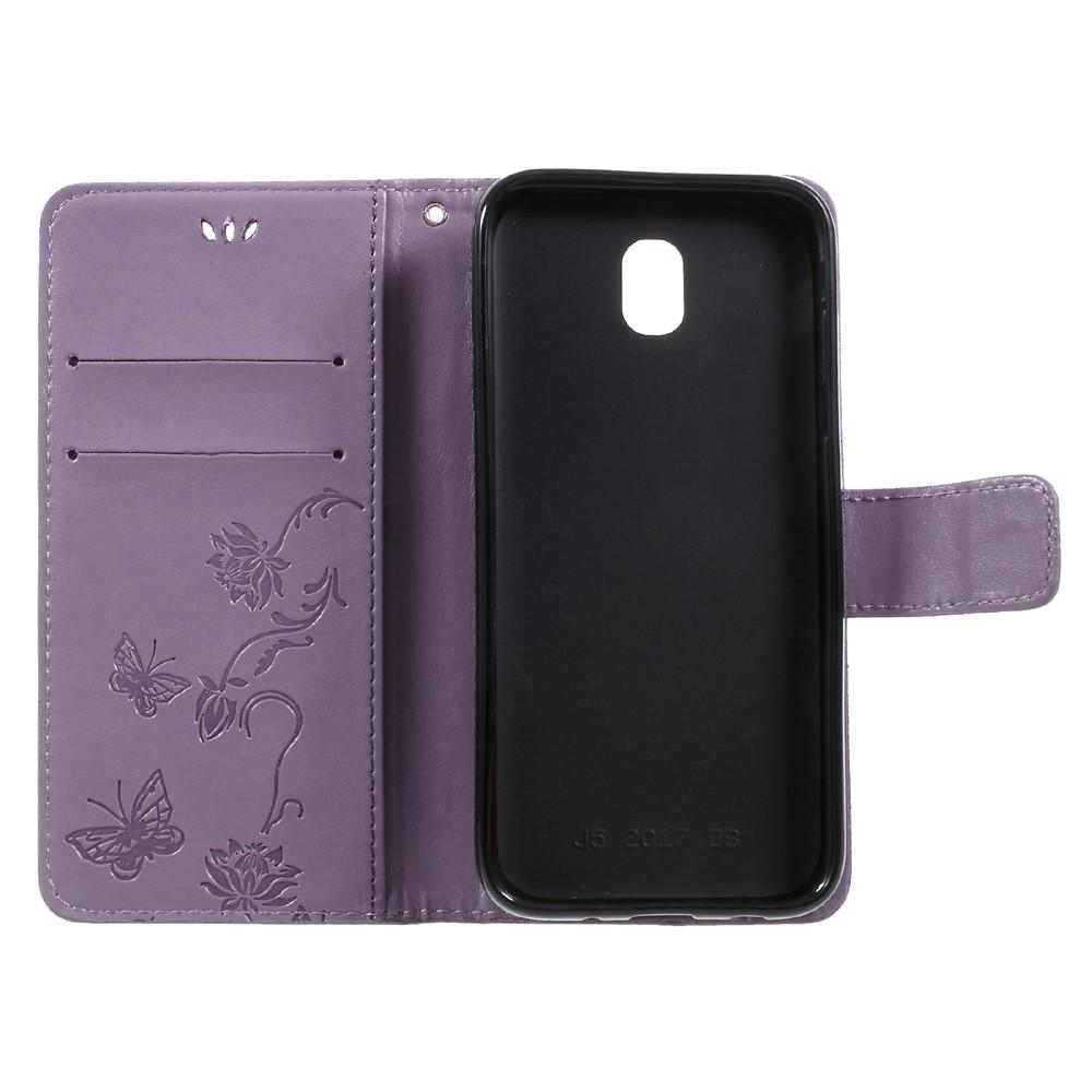 Læderetui Sommerfugle Samsung Galaxy J5 2017 Lilla