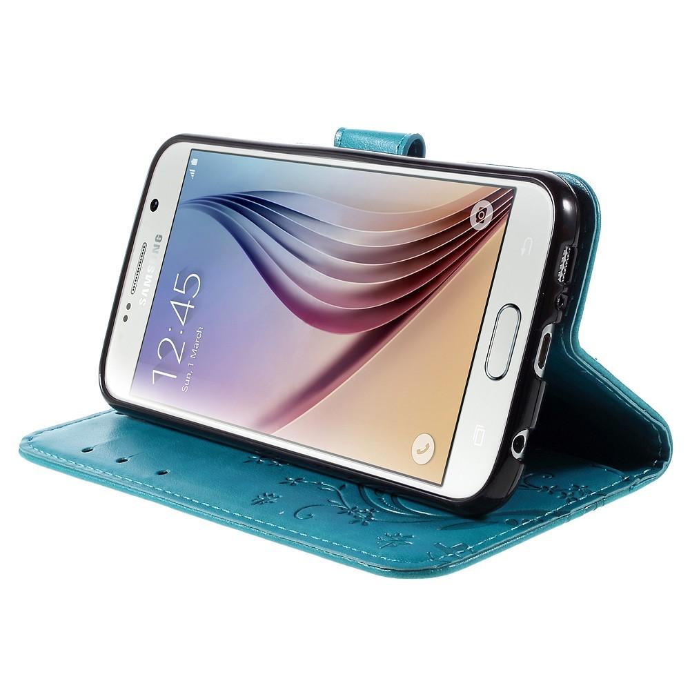 Læderetui Sommerfugle Galaxy S6 blå