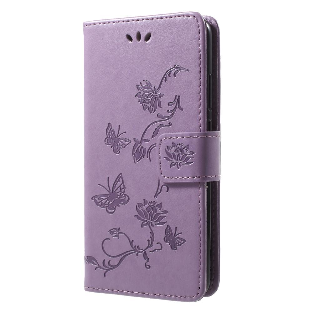 Læderetui Sommerfugle Huawei P20 Lite Lilla