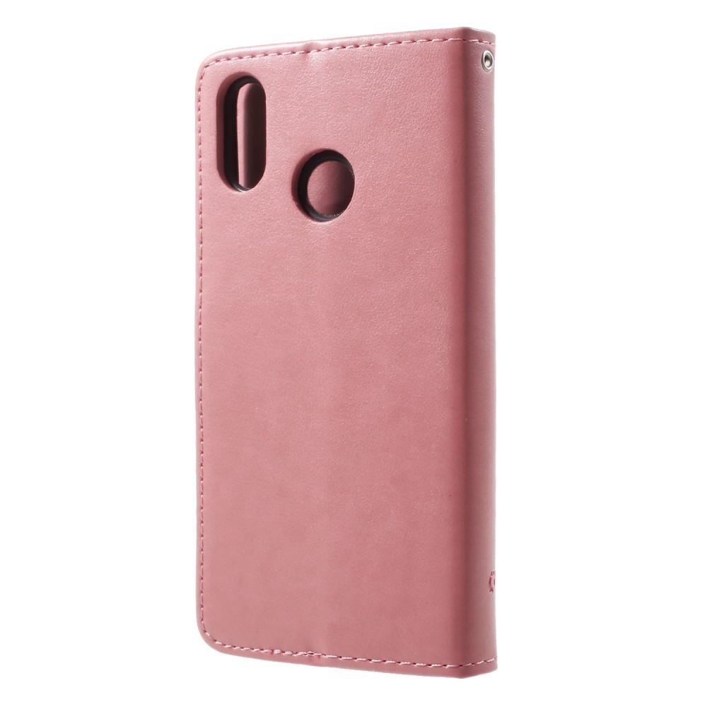 Læderetui Sommerfugle Huawei P20 Lite Lyserød
