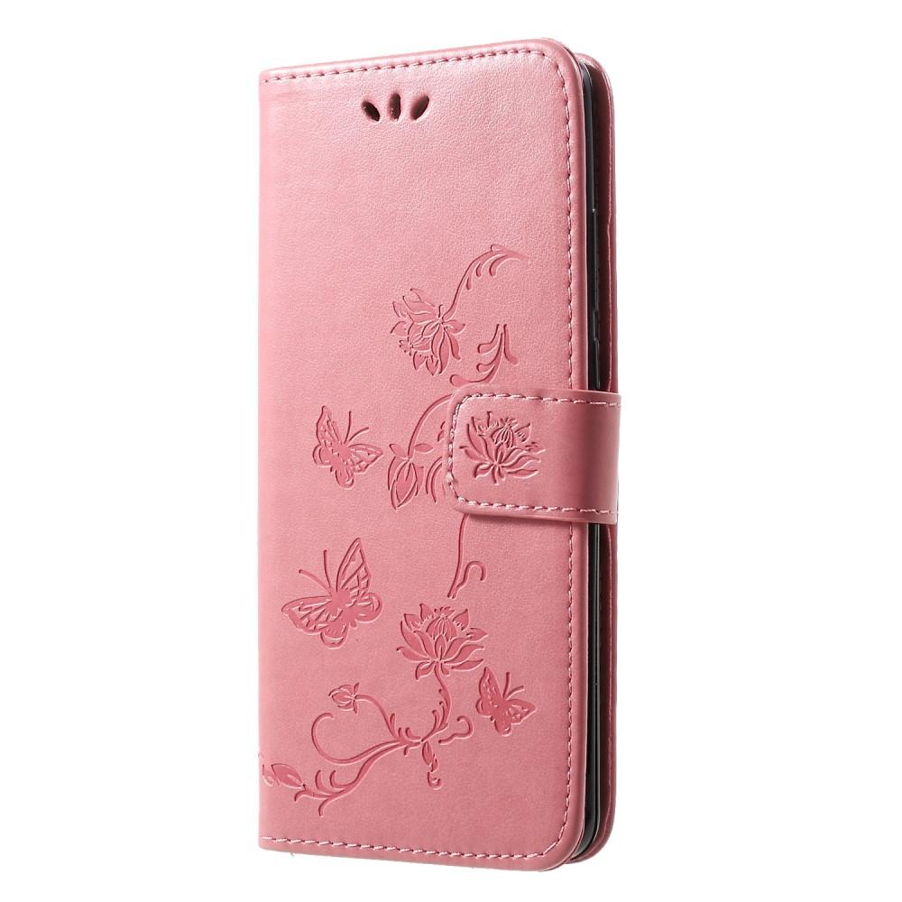 Læderetui Sommerfugle Huawei P30 Pro Lyserød