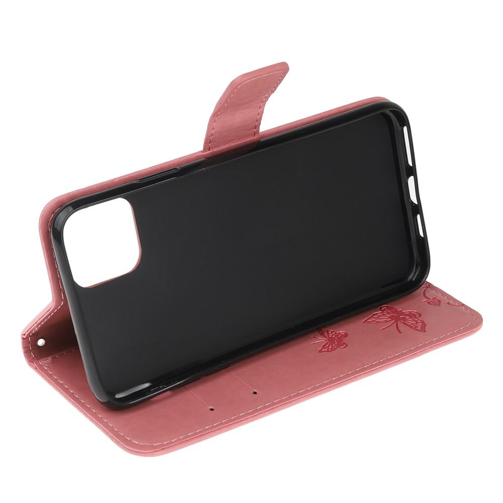 Læderetui Sommerfugle iPhone 11 Pro lyserød