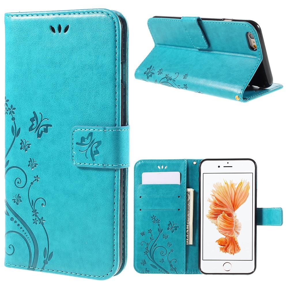 Læderetui Sommerfugle iPhone 6 Plus/6S Plus Blå