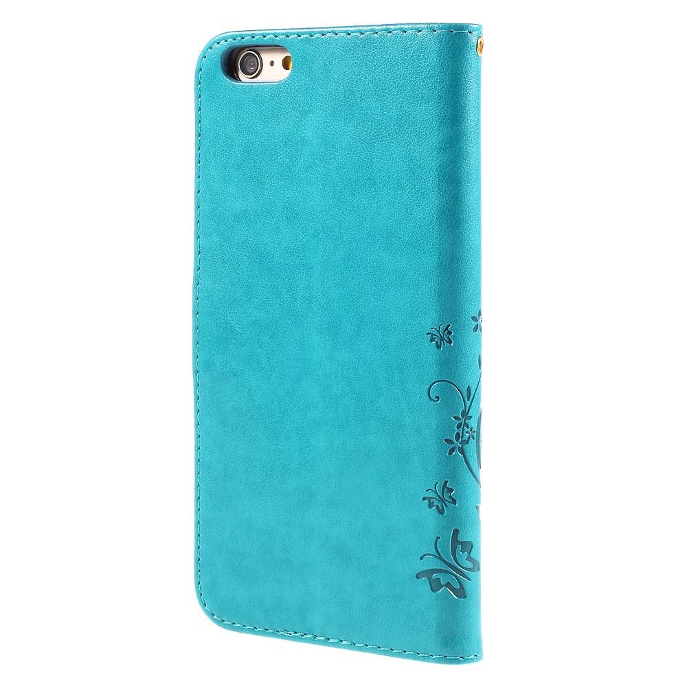 Læderetui Sommerfugle iPhone 6 Plus/6S Plus Blå
