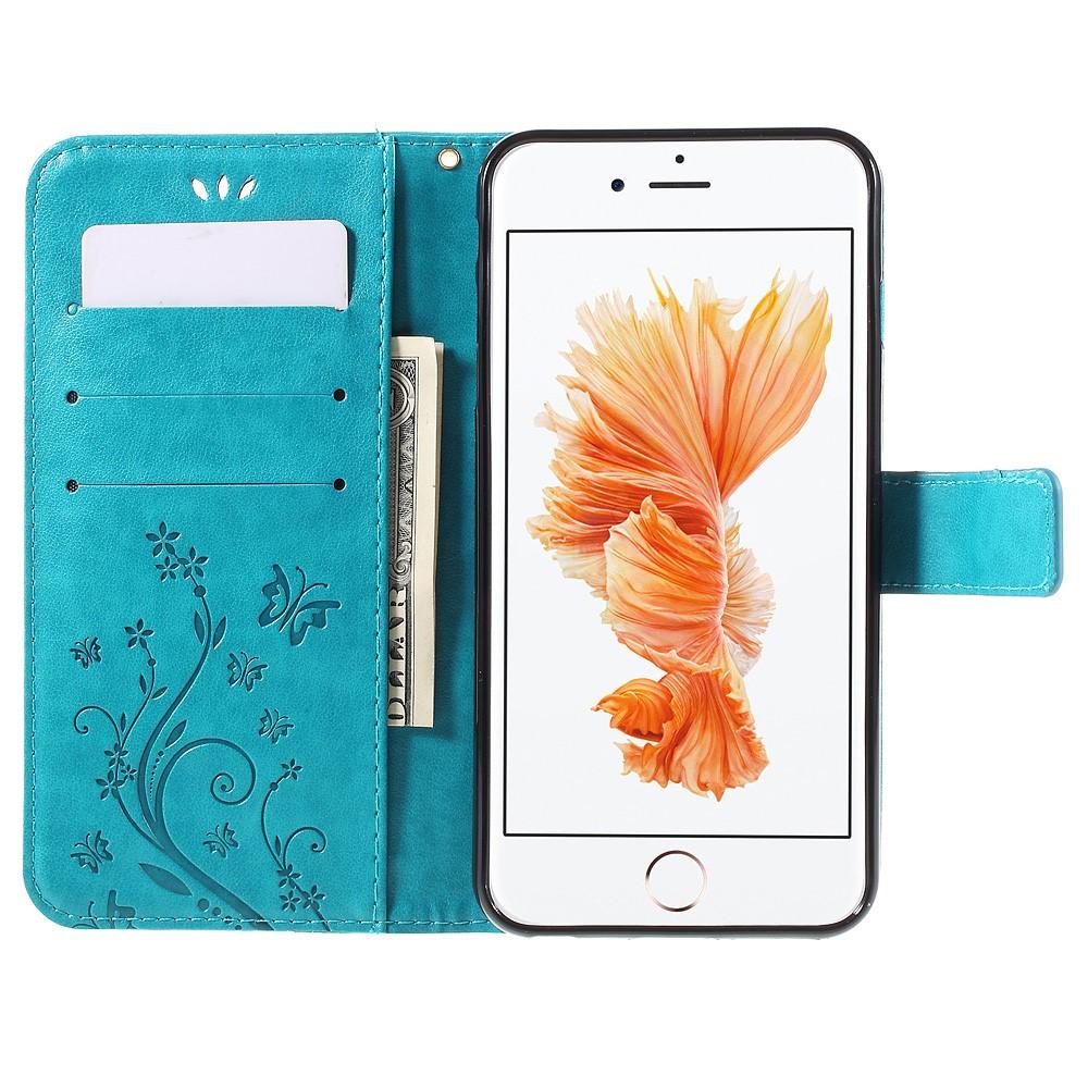 Læderetui Sommerfugle iPhone 6 Plus/6S Plus Blå