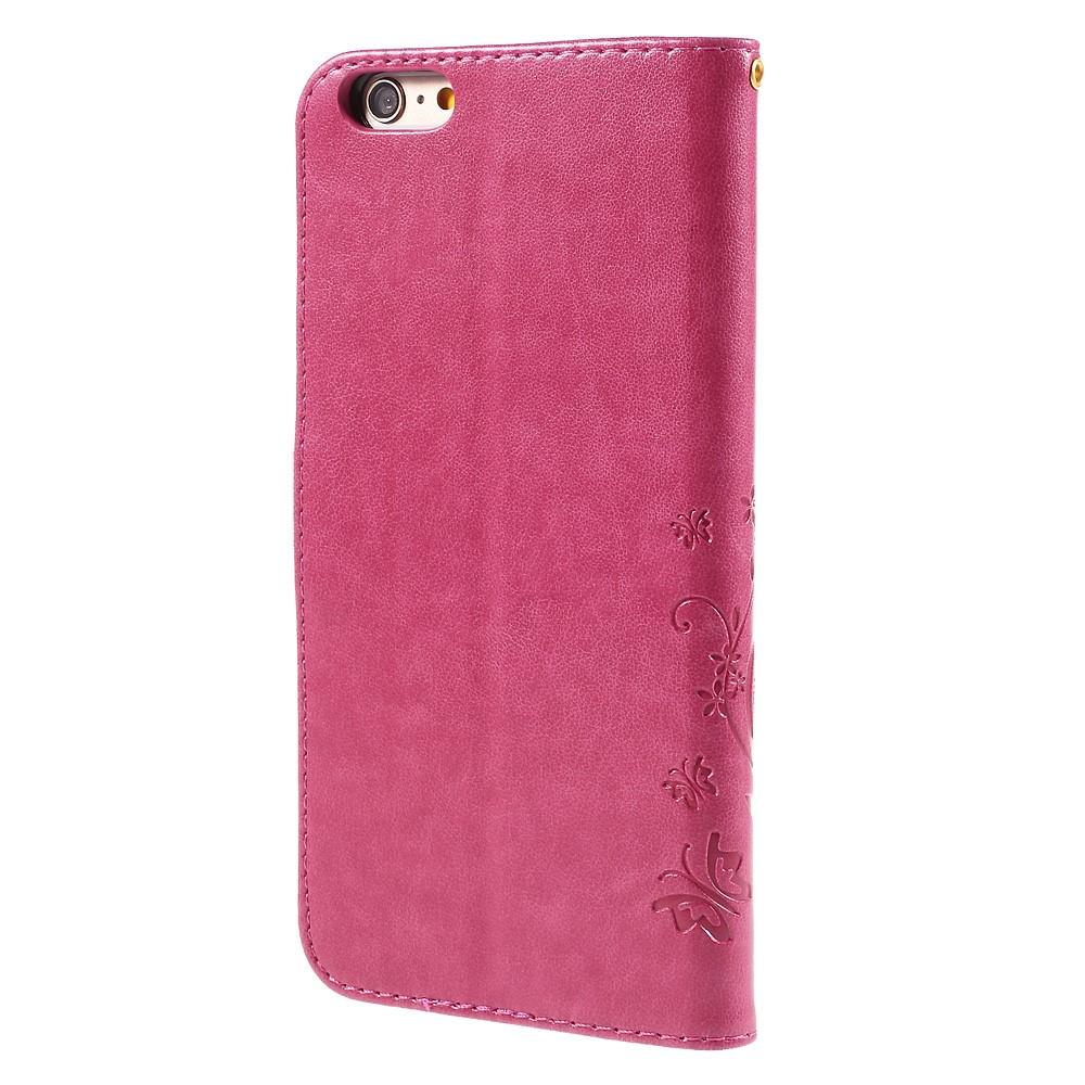 Læderetui Sommerfugle Apple iPhone 6 Plus/6S Plus Lyserød