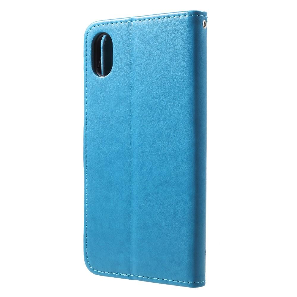 Læderetui Sommerfugle Apple iPhone Xr Blå