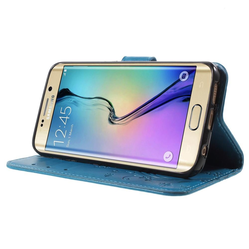 Læderetui Sommerfugle Samsung Galaxy S6 Edge blå