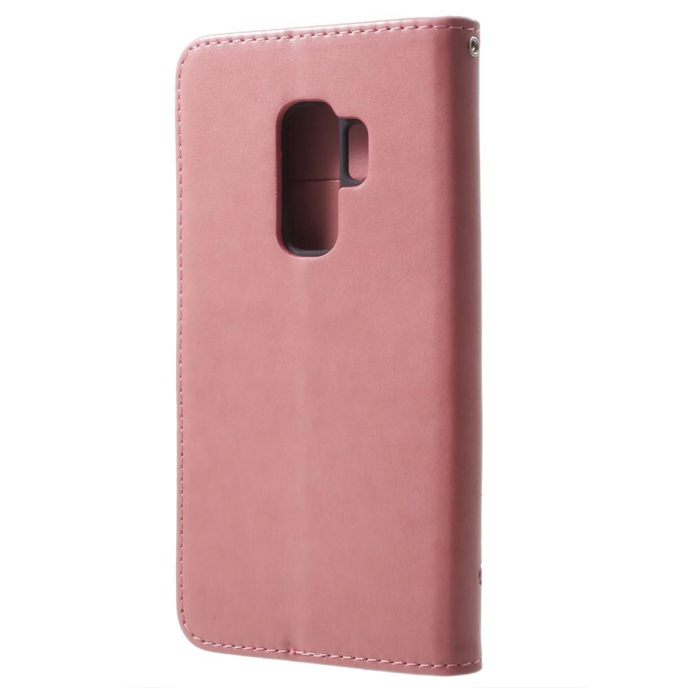 Læderetui Sommerfugle Samsung Galaxy S9 Plus Lyserød