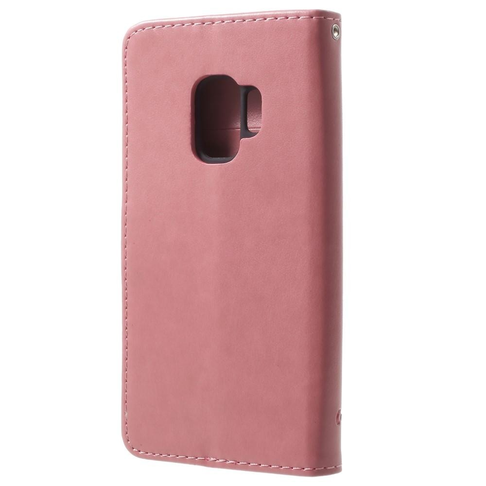 Læderetui Sommerfugle Samsung Galaxy S9 Lyserød