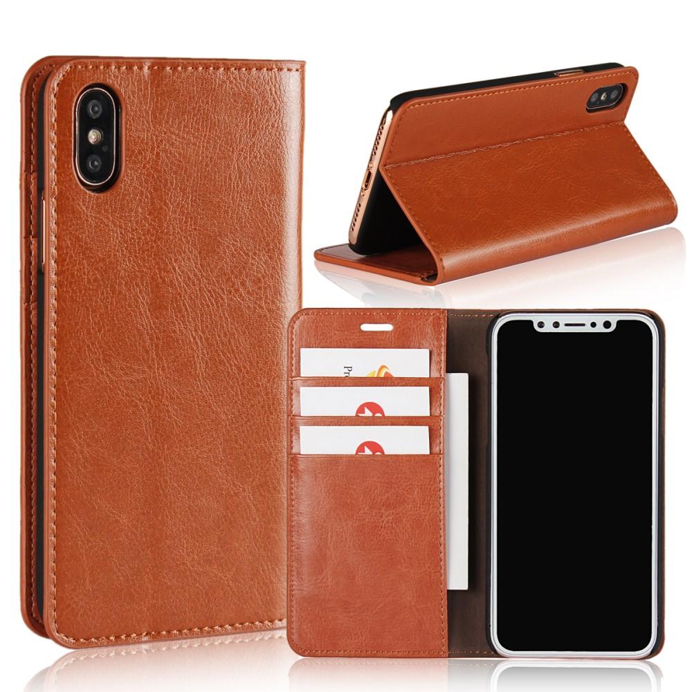 Mobiltaske Ægte Læder iPhone X/XS brun