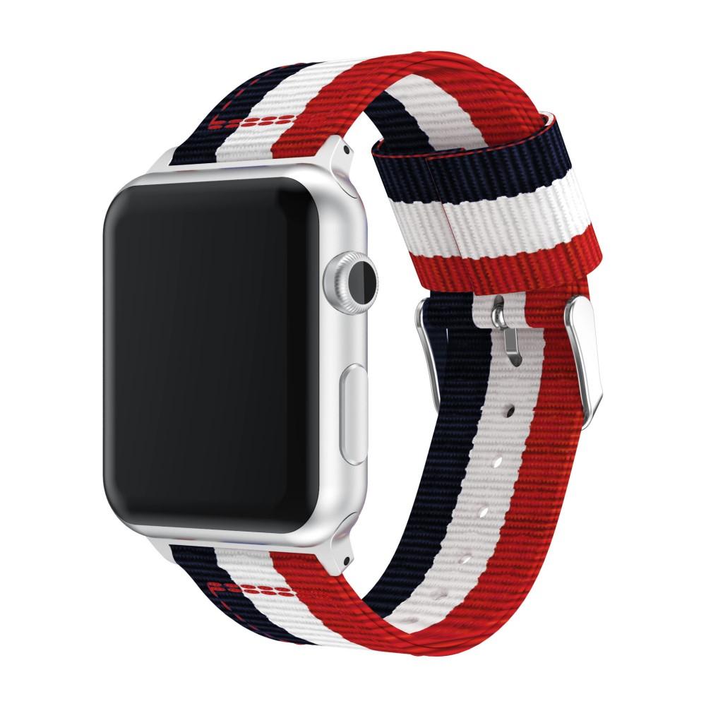 Nylonurrem Apple Watch 38/40/41 mm blå/hvid/rød