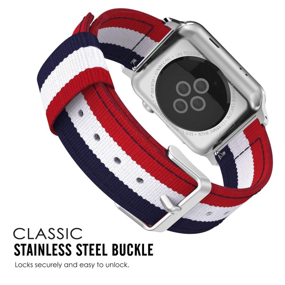 Nylonurrem Apple Watch 38/40/41 mm blå/hvid/rød