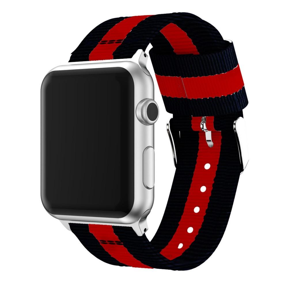 Nylonurrem Apple Watch 42/44/45 mm sort/rød