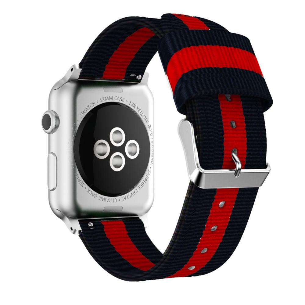 Nylonurrem Apple Watch 42/44/45 mm sort/rød