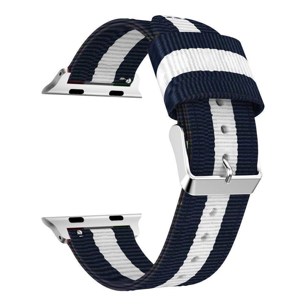 Nylonurrem Apple Watch 42/44/45 mm blå/hvid