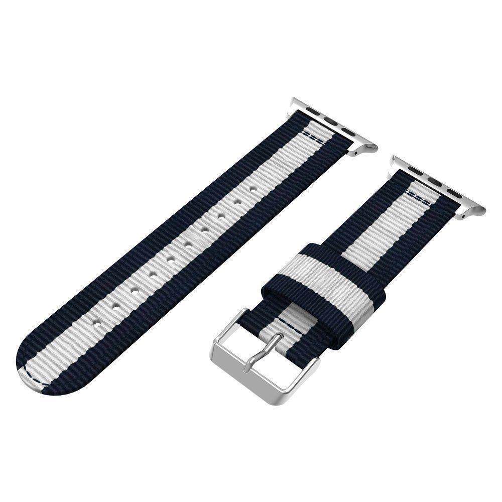 Nylonurrem Apple Watch 42/44/45 mm blå/hvid