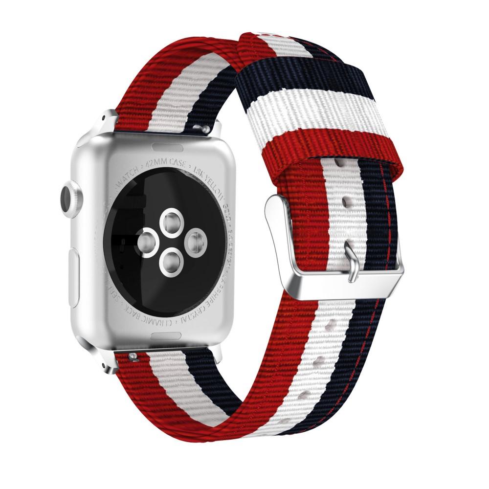 Nylonurrem Apple Watch 42/44/45 mm blå/hvid/rød
