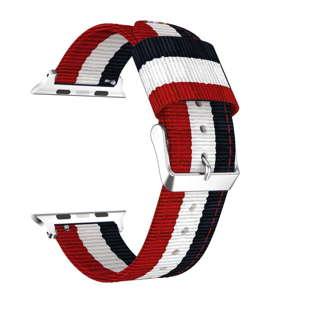 Nylonurrem Apple Watch 42/44/45 mm blå/hvid/rød