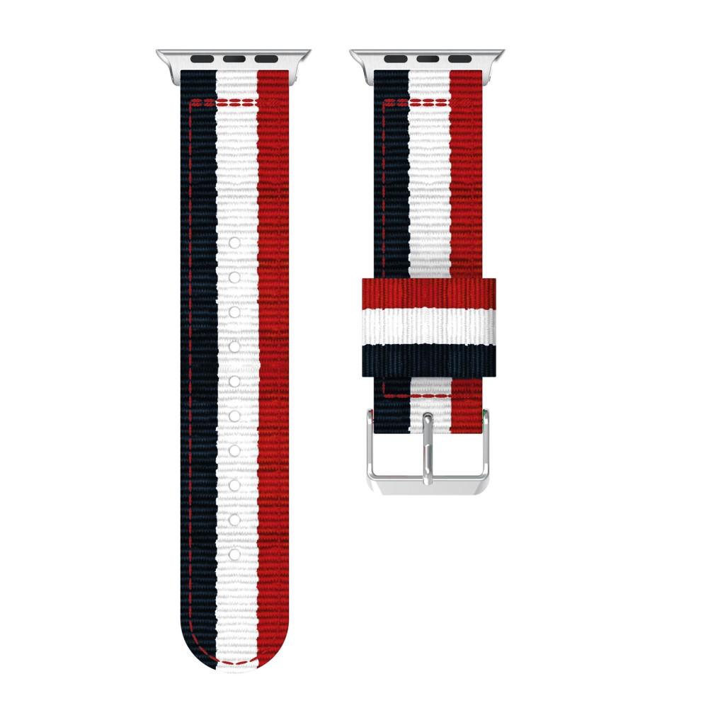 Nylonurrem Apple Watch 42/44/45 mm blå/hvid/rød