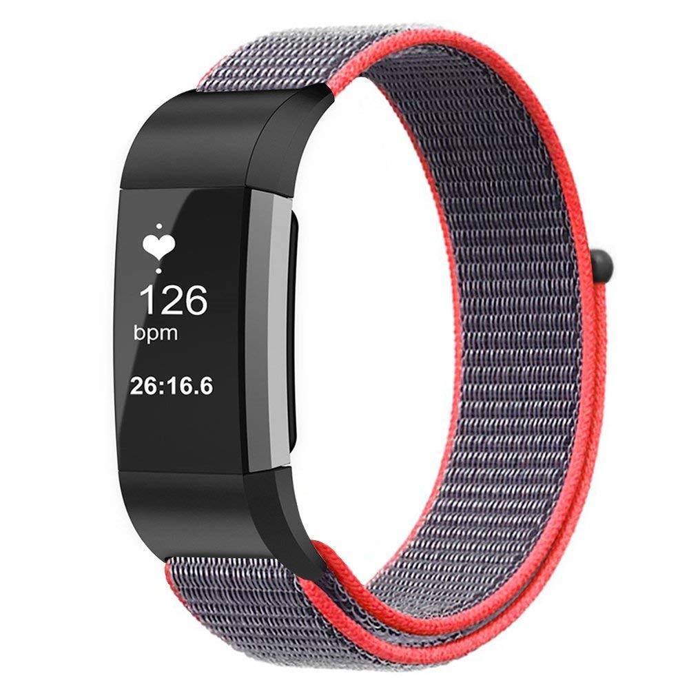 Nylonurrem Fitbit Charge 3/4 grå/lyserød