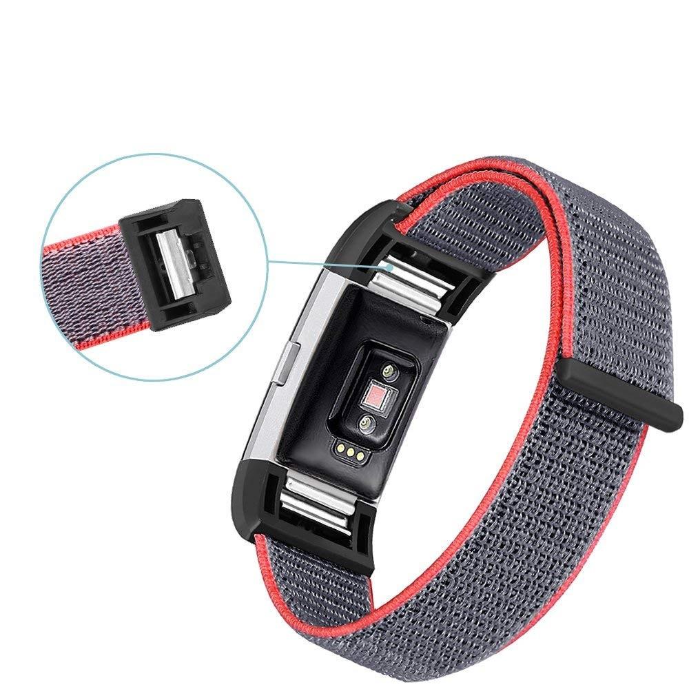 Nylonurrem Fitbit Charge 3/4 grå/lyserød