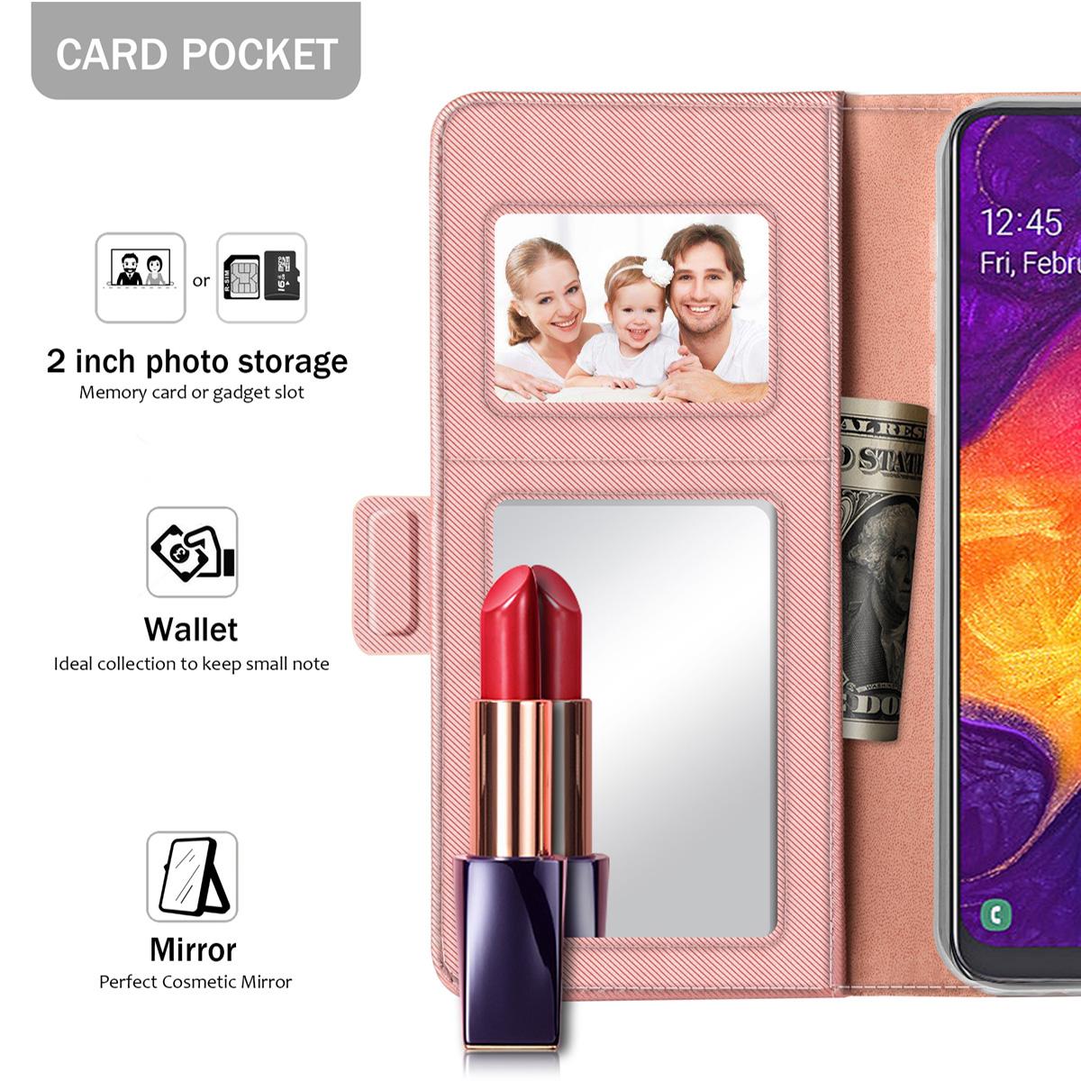 Mobiltaske Spejl Galaxy A50 rosaguld