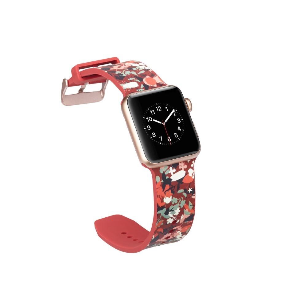 Silikonearmbånd Apple Watch 38/40/41 mm rød blomster