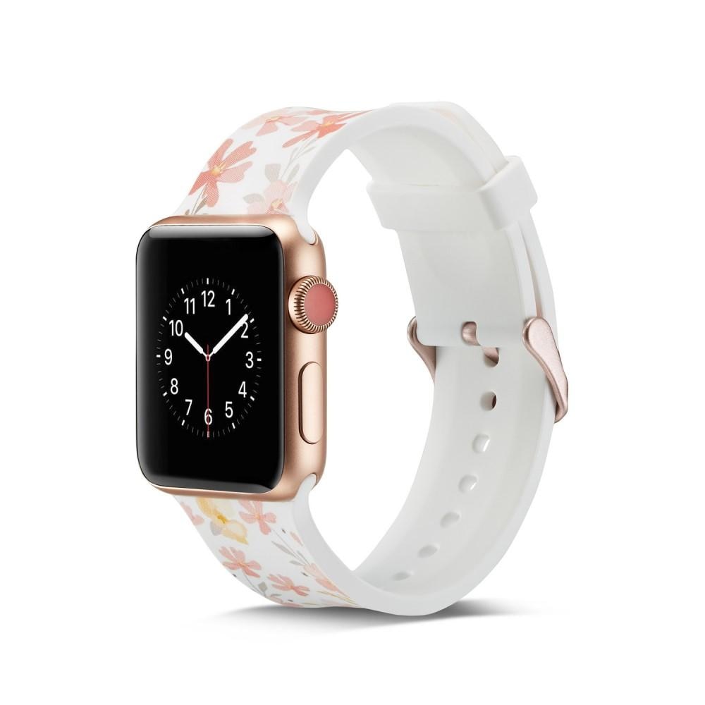 Silikonearmbånd Apple Watch 38/40 mm hvid blomster