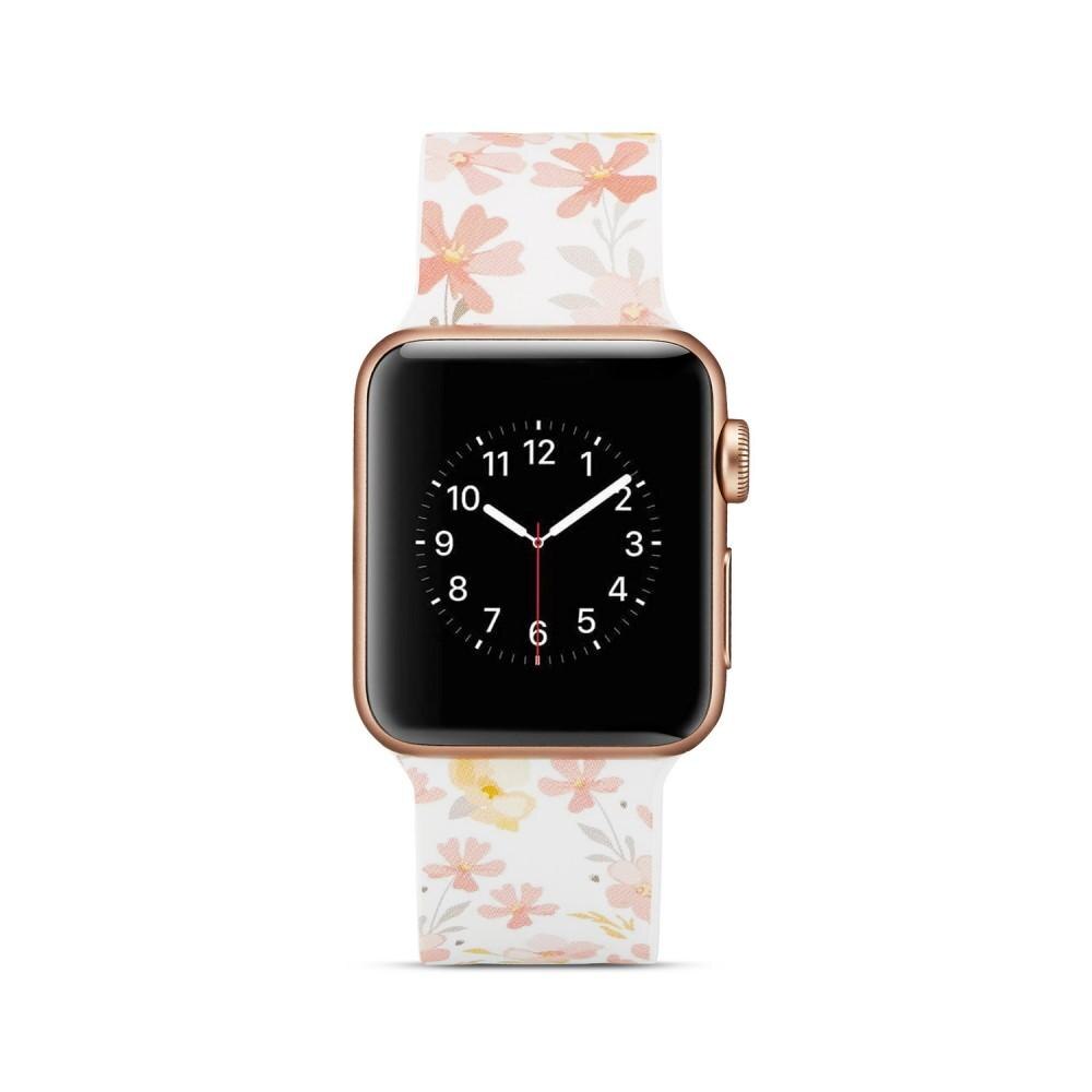 Silikonearmbånd Apple Watch 38/40 mm hvid blomster