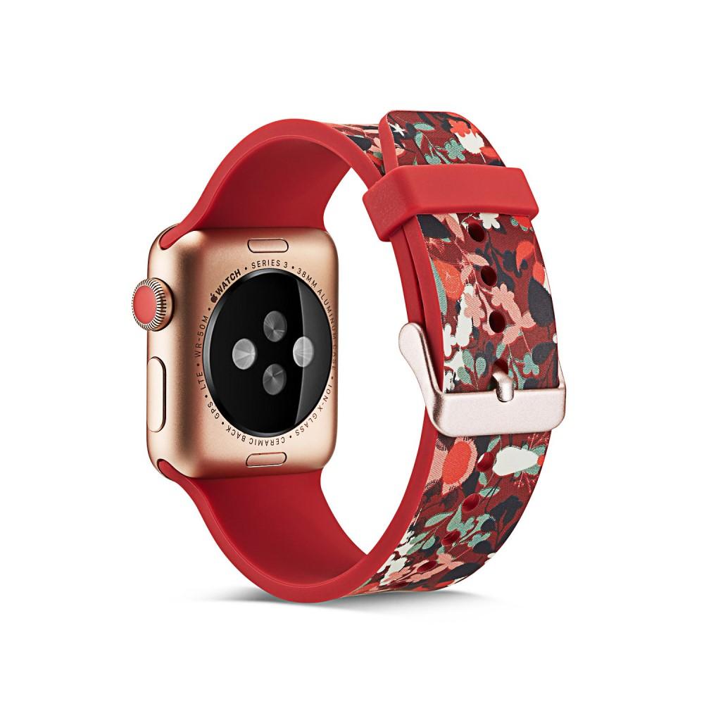 Silikonearmbånd Apple Watch 42/44/45 mm rød blomster
