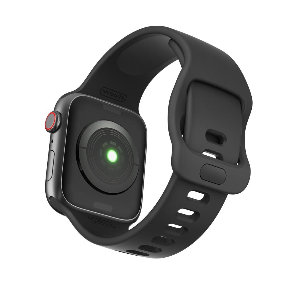 Rem af silikone til Apple Watch 45mm Series 7 sort