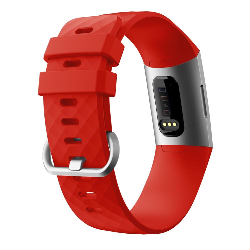 Rem af silikone til Fitbit Charge 3/4 rød