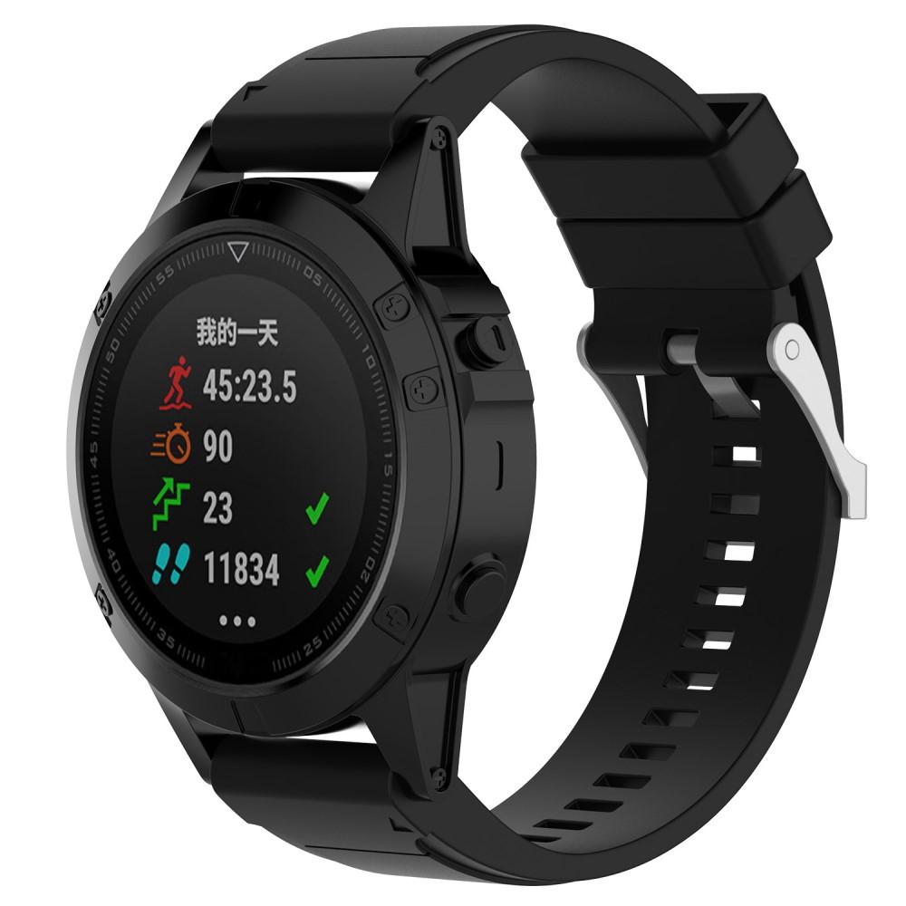 Rem af silikone til Garmin Fenix 3/3 HR/5X/5X Plus sort