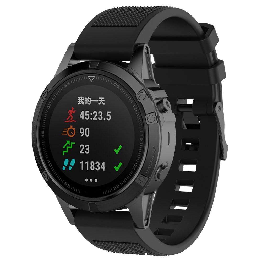 Rem af silikone til Garmin Fenix 5/5 Plus sort