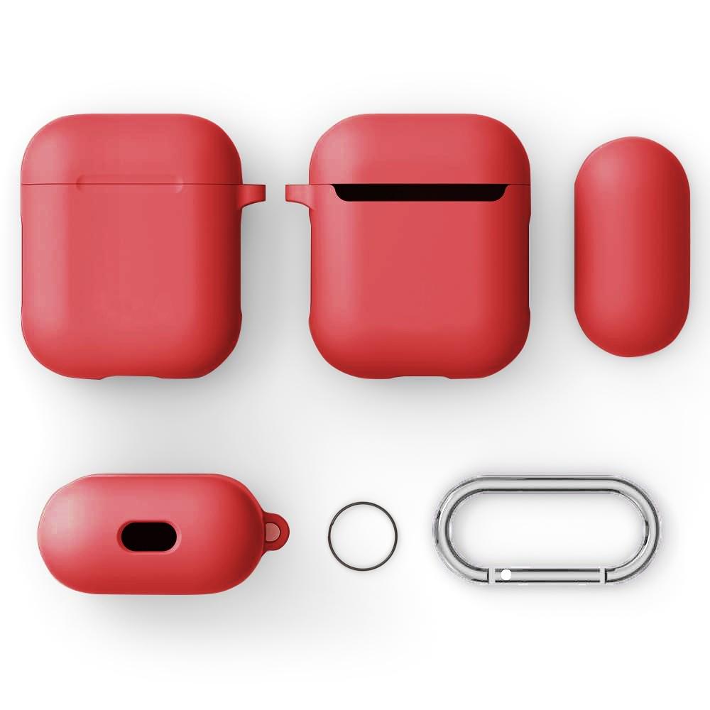 Silikonecover med karabinhage Apple AirPods rød
