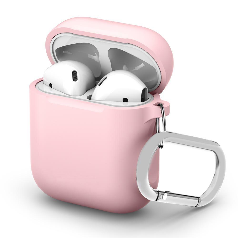 Silikonecover med karabinhage Apple AirPods lyserød