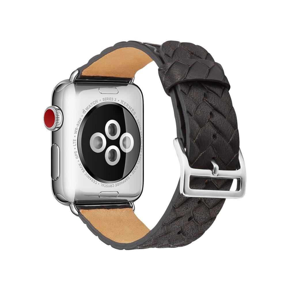 Woven Leather Band Apple Watch 38mm sort