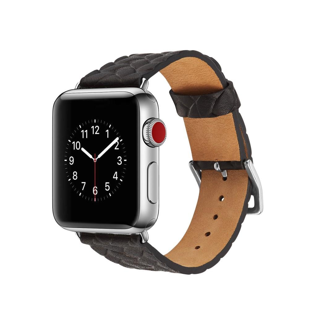 Woven Leather Band Apple Watch 42mm sort