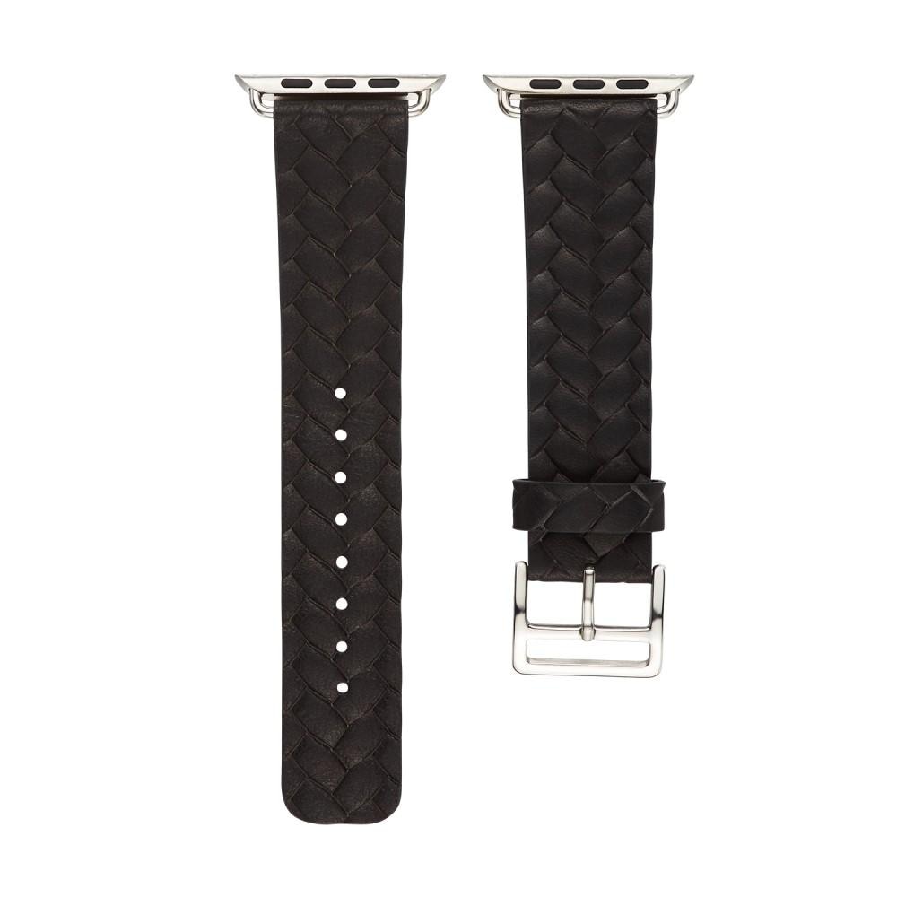 Woven Leather Band Apple Watch 41mm Series 9 sort