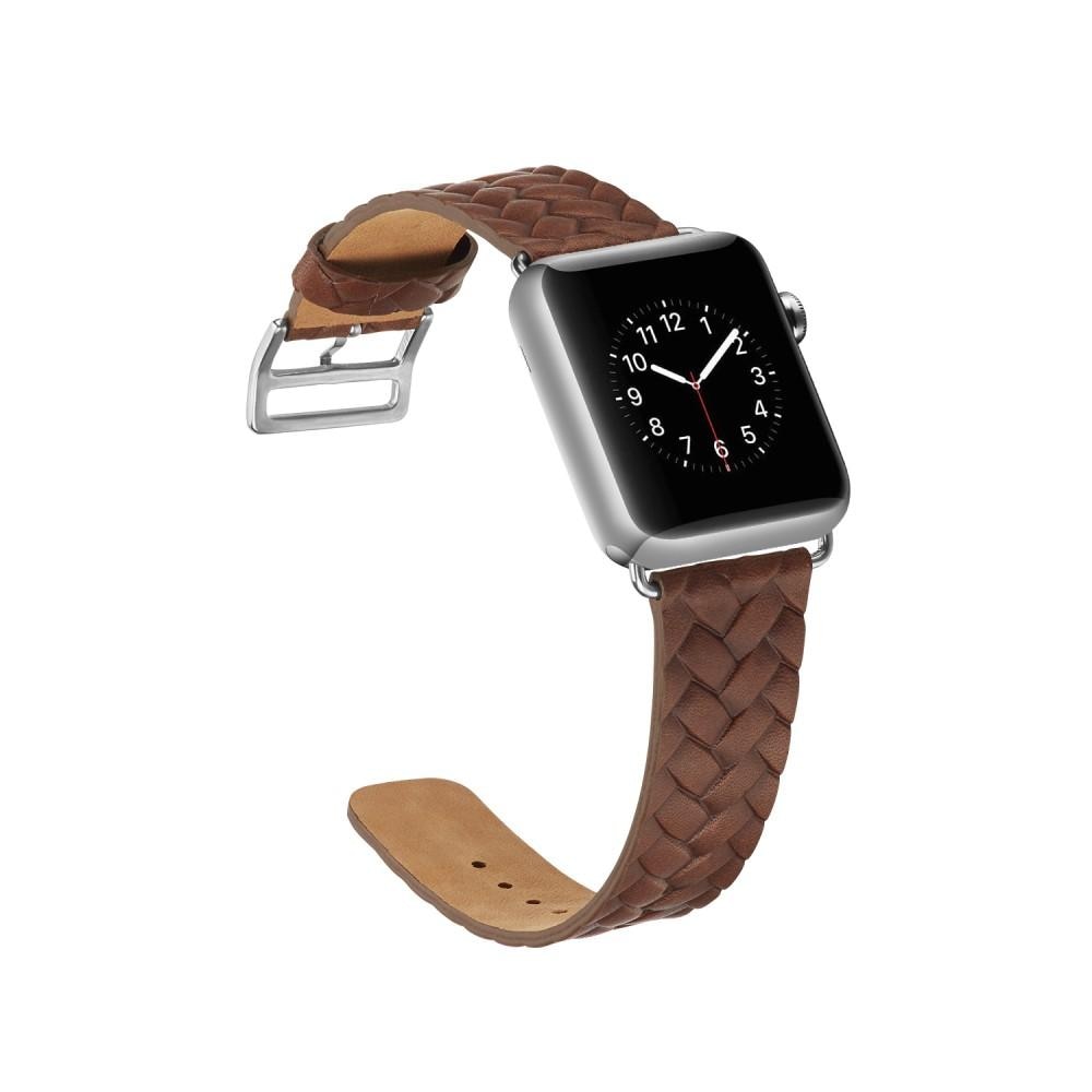 Woven Leather Band Apple Watch 45mm Series 8 Brown