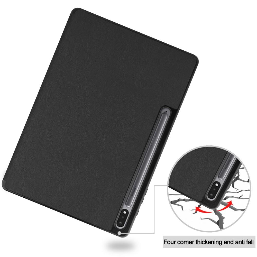 Etui Tri-fold med S Pen-holder Galaxy Tab S7 Plus/S8 Plus 12.4 sort