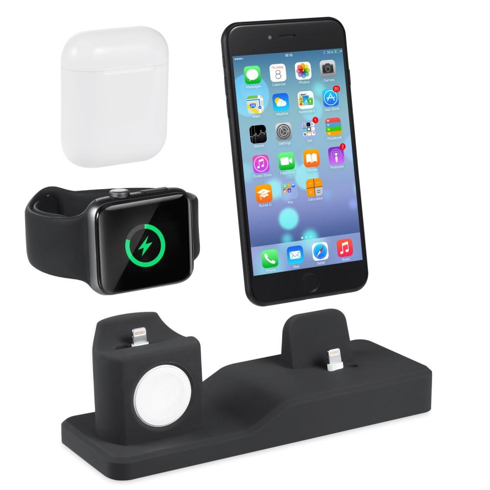 Ladestander 3-i-1 Apple AirPods/Watch/iPhone sort