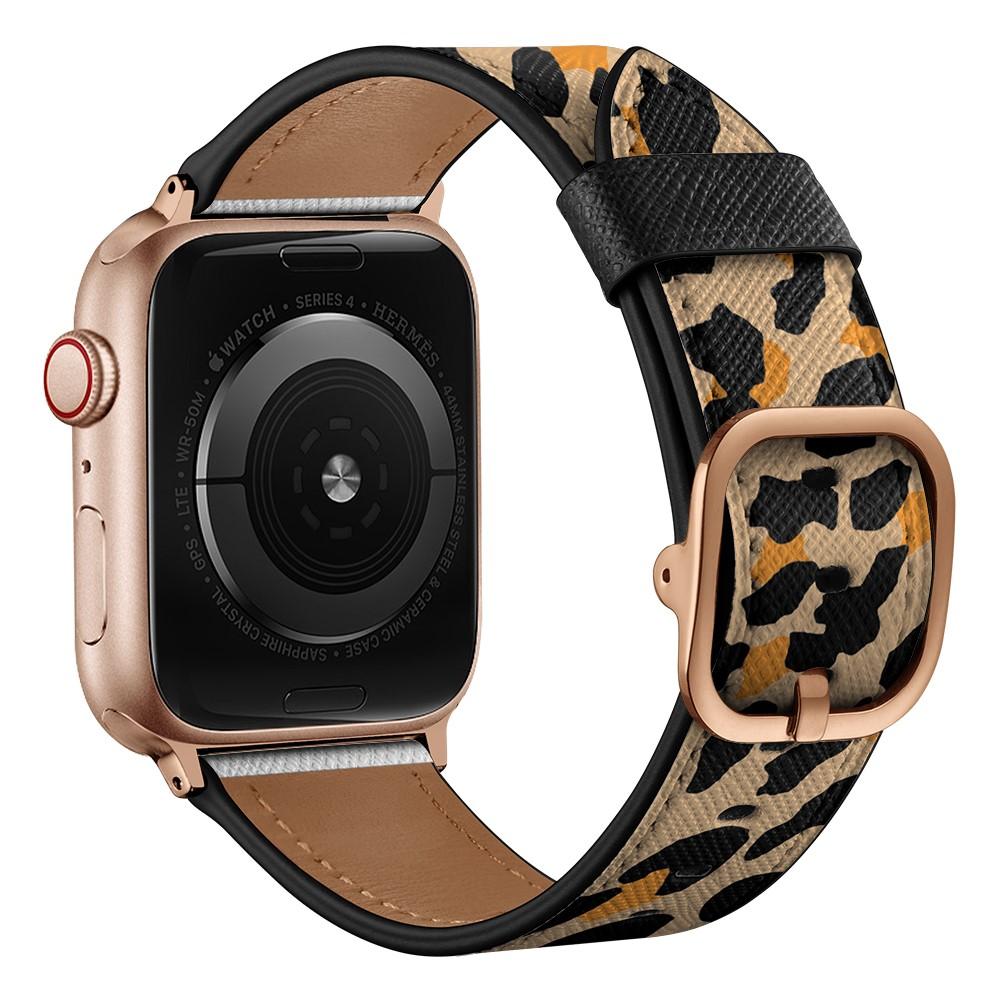 Læderrem Apple Watch Series 8 45mm Leopard