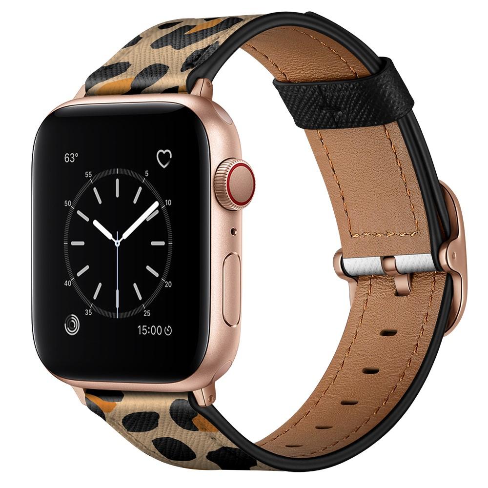 Læderrem Apple Watch Series 8 45mm Leopard
